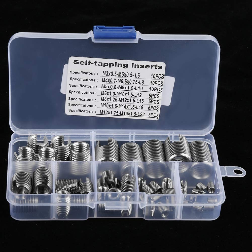 50Pcs Stainless Steel Thread Inserts Set Self Tapping Reinforce Repair Tool