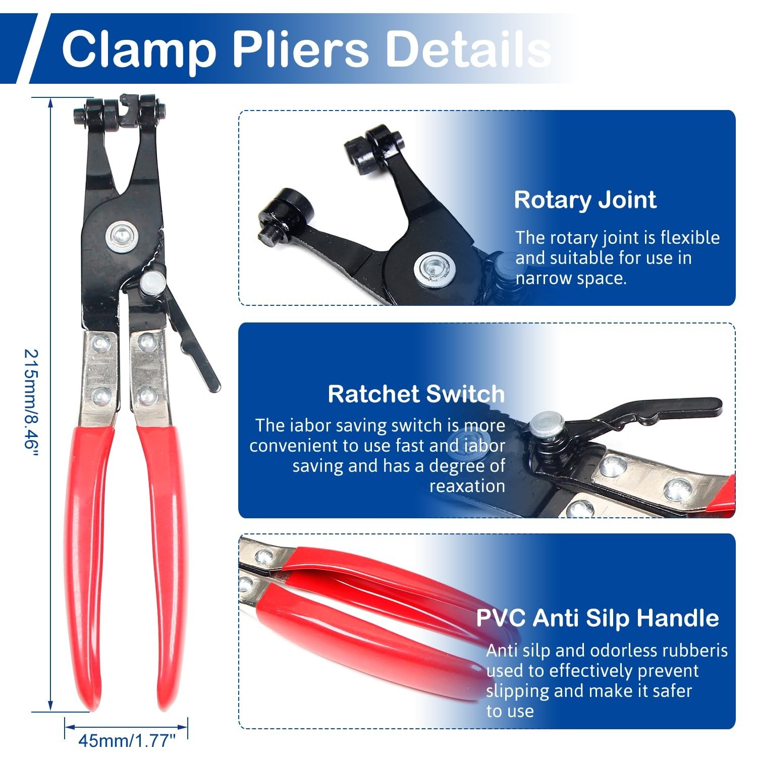 105Pcs Spring Band Hose Clamp Assortment Kit – 15 Sizes with Pliers, Fuel & Vacu