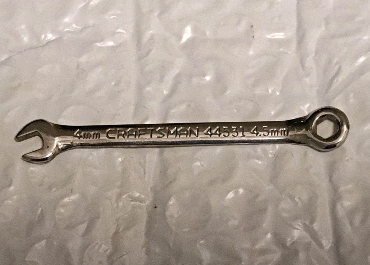 CRAFTSMAN TOOLS 44531, 4MM. x 4.5MM. COMBO MINI-WRENCH, 2.75″ LONG, 6 POINT.