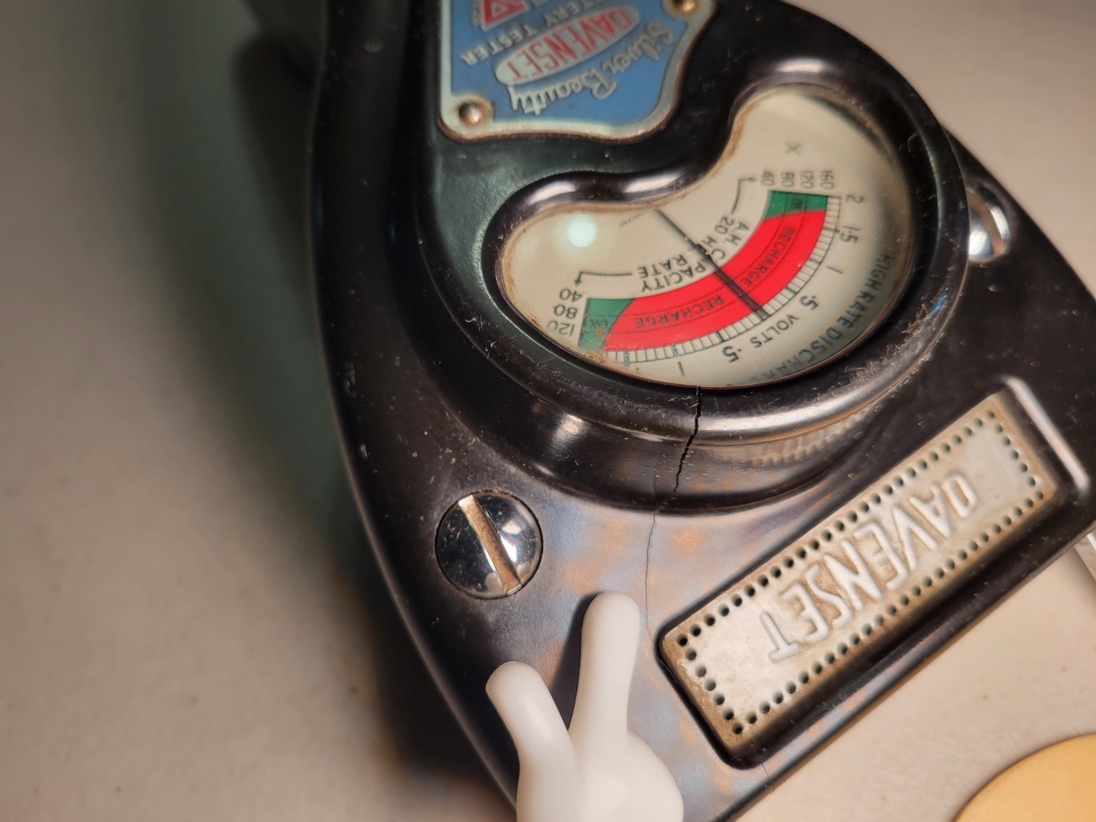 Vintage Davenset Heavy Discharge Battery Cell Tester Handheld Gauge 1950s 50s