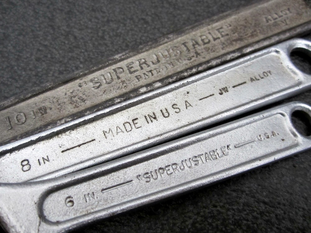 Vintage J.H. Williams 3pc Adjustable Wrench 6″ 8″ 10″ Superjustable USA