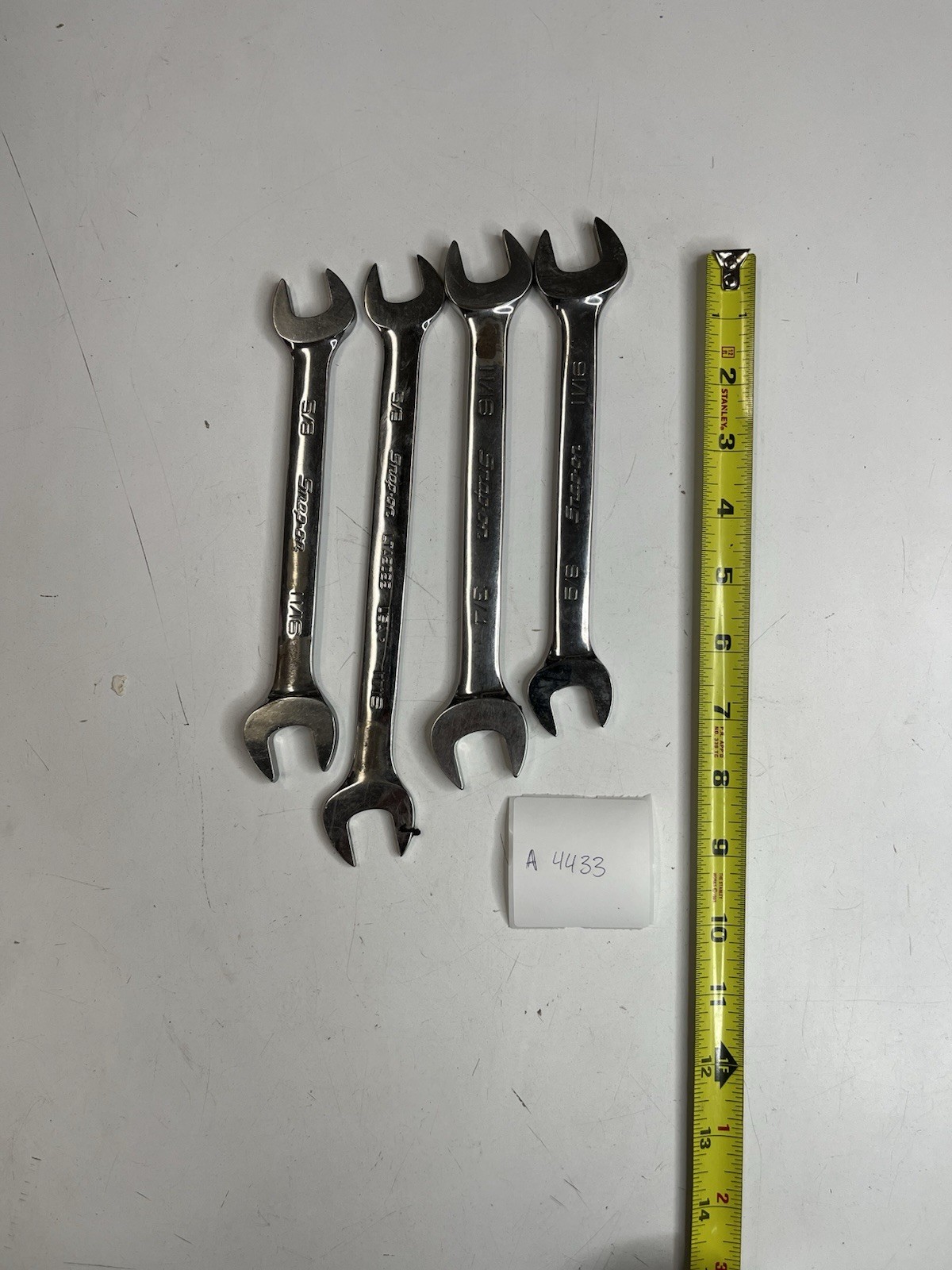 A-4433 Snap-on USA Open End SAE Wrench Lot 4 Pc 3/8 7/16 5/8 9/16 11/16 3/4