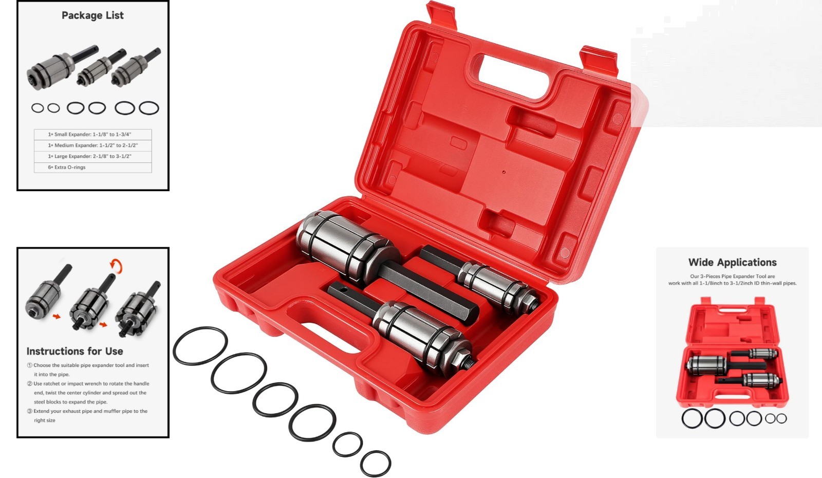High-Quality 3-Piece Tail Pipe Expander for Vehicles & Trucks – Durable Design