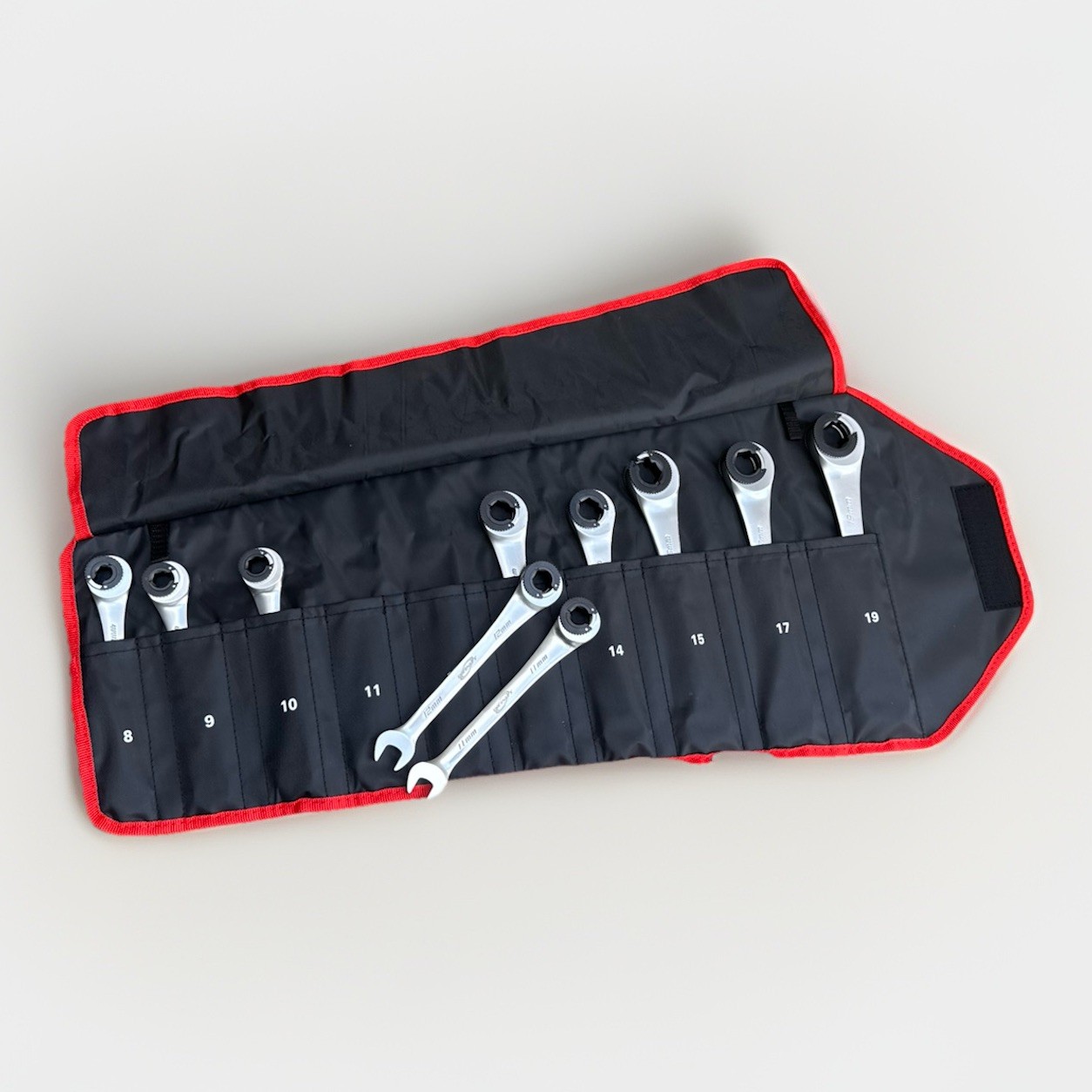 10PCS Metric Open-end Ratchet Wrench Set Flare Nut Tubing Comb Ratching Wrenches