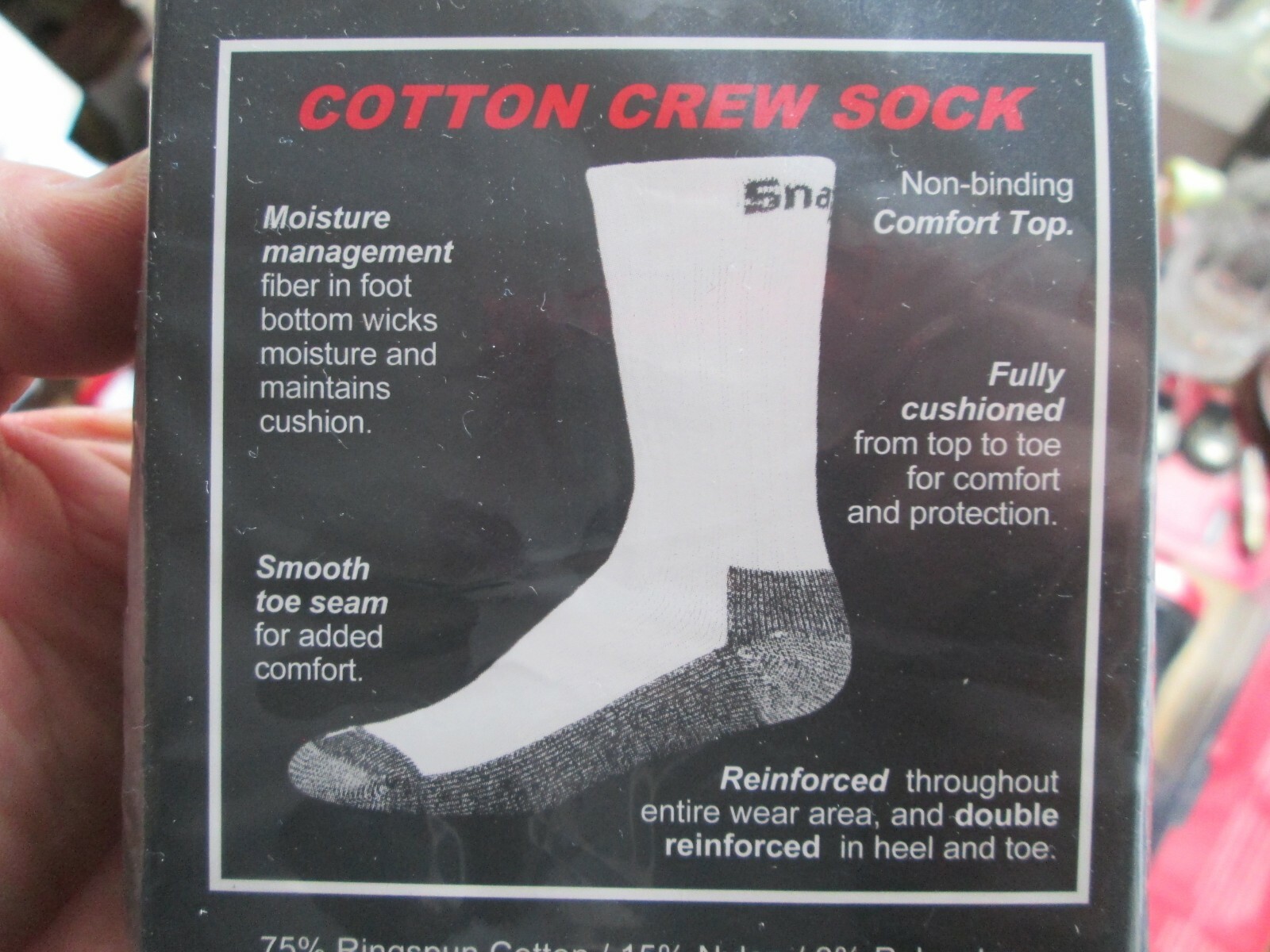 KEEP WARM NEW SNAP ON 1 PAIR PREMIUM SOCK COTTON CREW SOCK MADE IN USA