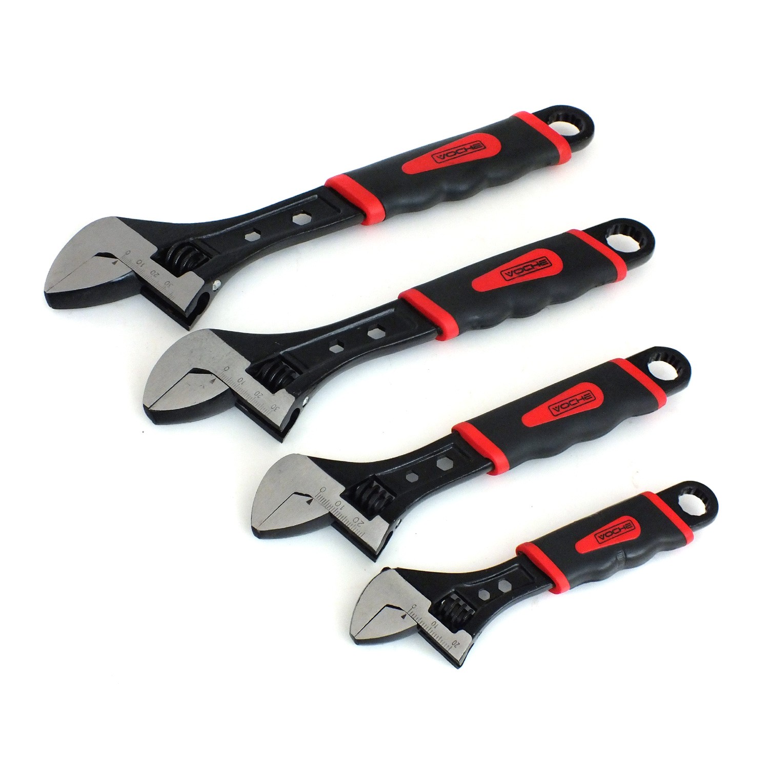 VOCHE 4 PC BLACK HEAVY DUTY ADJUSTABLE STEEL WRENCH SPANNER SET 6″ 8″ 10″ 12″