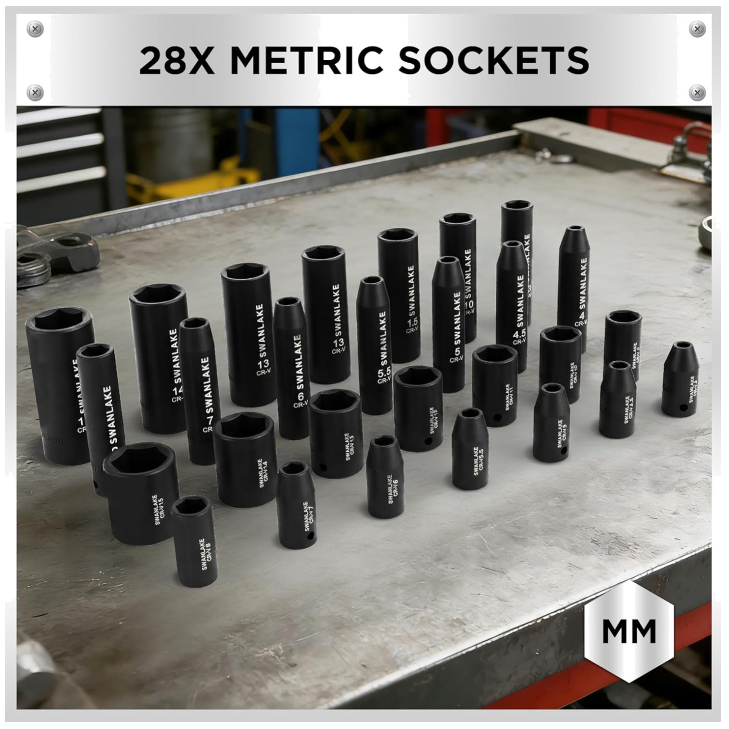 SWANLAKE 1/4″ Drive Impact Socket Set, 56-Piece St