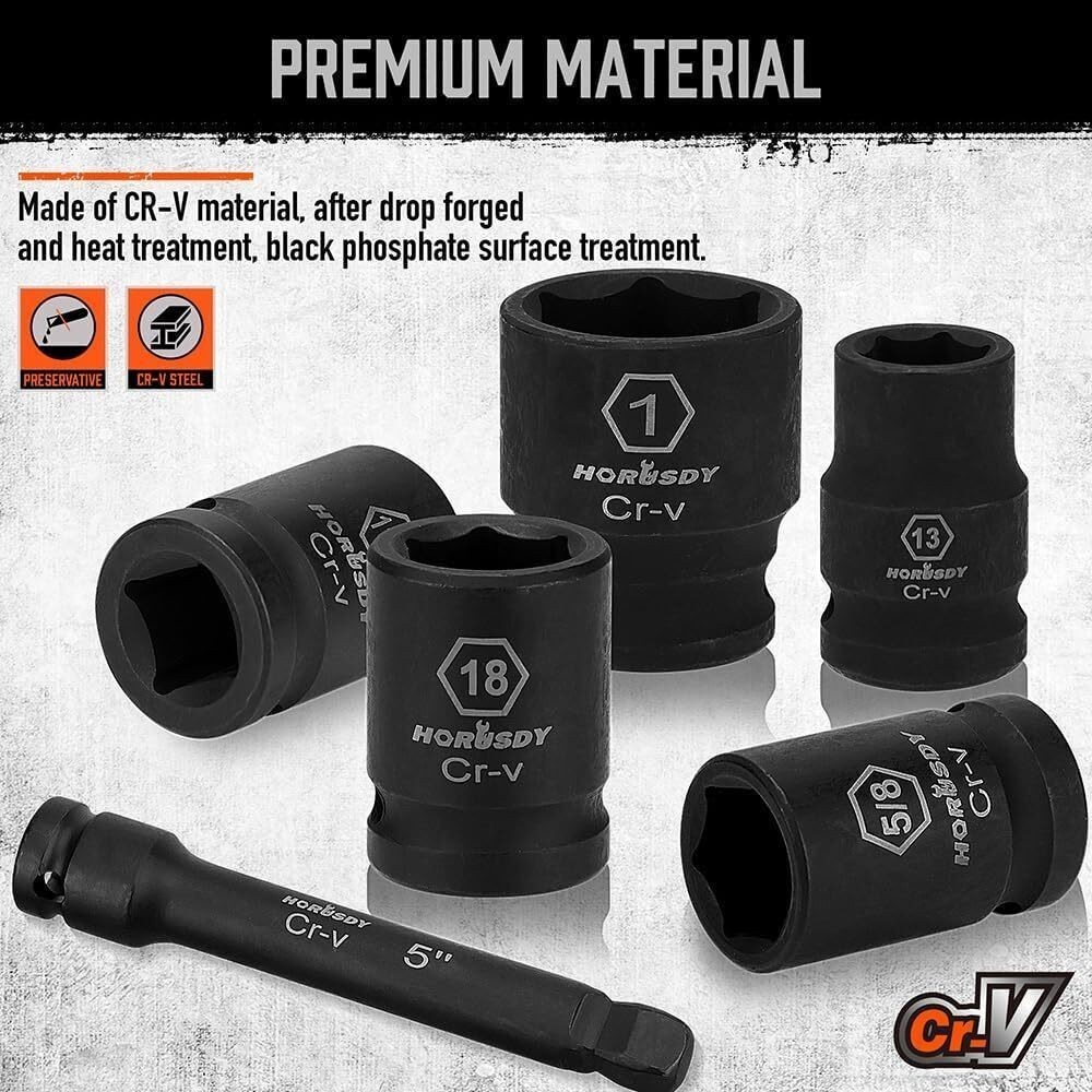 1/2″ Drive Impact Socket Set 24-Piece Shallow Standard SAE and Metric Size US