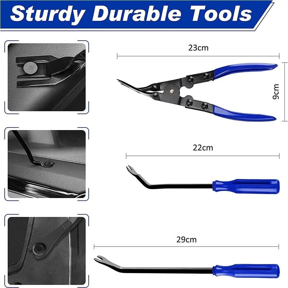 19Pcs Car Trim Removal Tool Kit Clip Panel Dash Radio Pry Tools Set