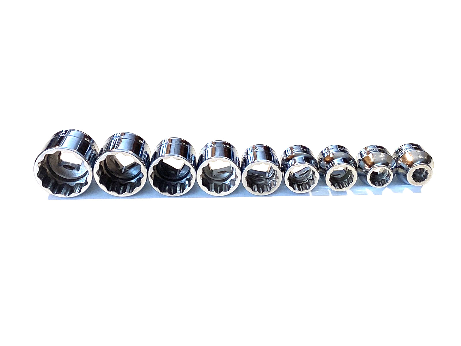 Snap On 209RF 9 Piece 3/8″ Drive 12 Point SAE Low Profile Chrome Socket Set MINT