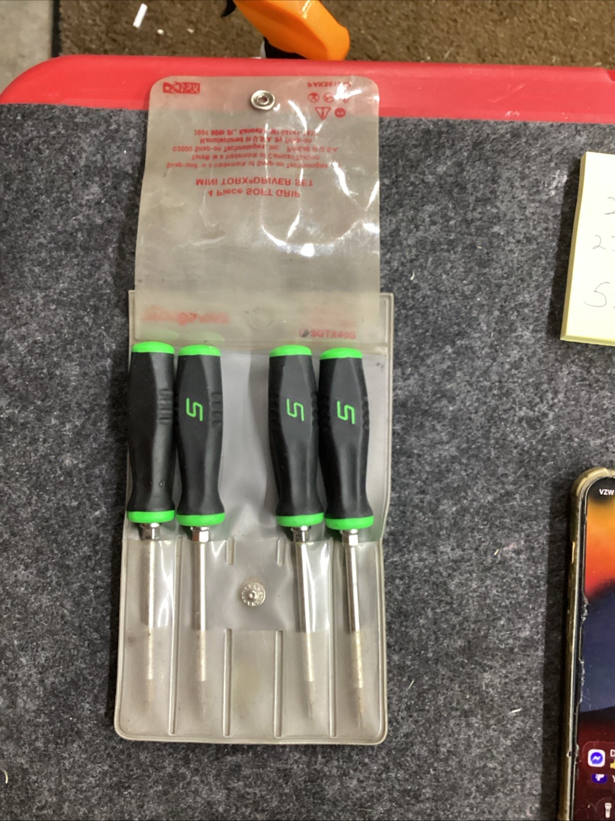 Snap On USA 4 Piece Soft Grip Mini Torx Driver Set SGTX40G W/Pouch