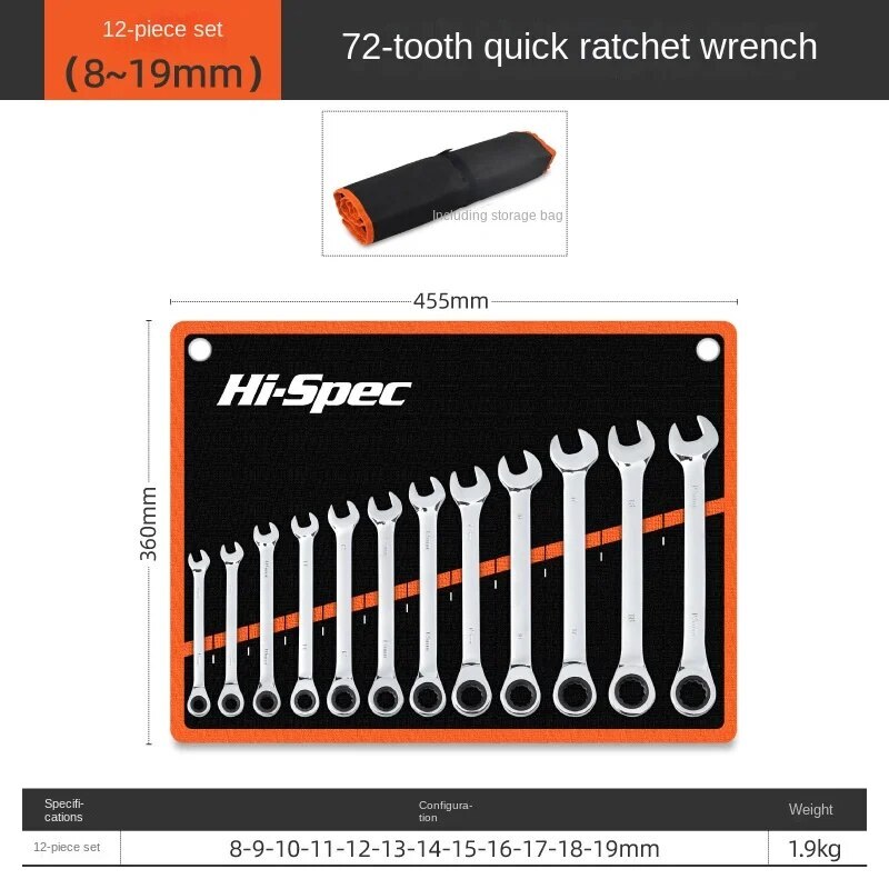 Ratchet Wrench Open End Dual Purpose Quick and Labor-saving Wrench Tool Set