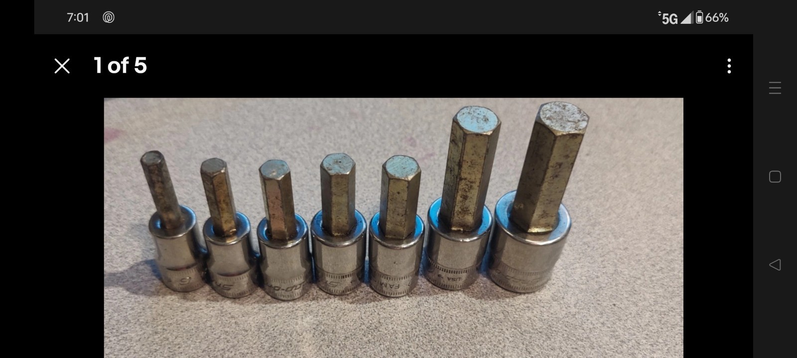 SNAP ON FAM HEX ALLEN BIT METRIC SOCKET 7 PC SET 3/8″ DRIVE FAM6E – FAM14E