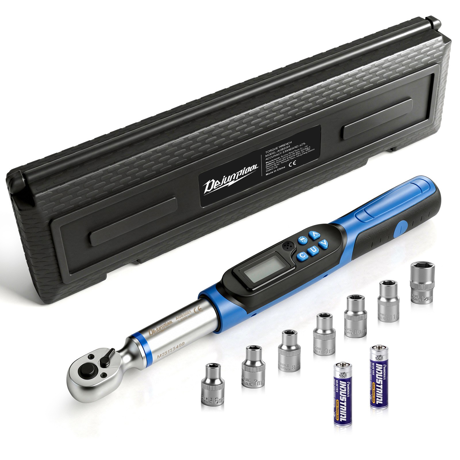Digital Torque Wrench Set 3-60N.m 3/8″ 1/2″ Ratchet Wrench Tools W/ 7 Sockets
