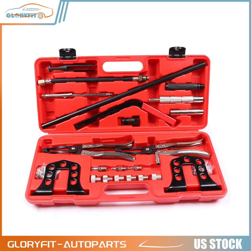 Steel Cylinder Head Valve Spring Compressor Set Stem Seal Installer Remover Tool