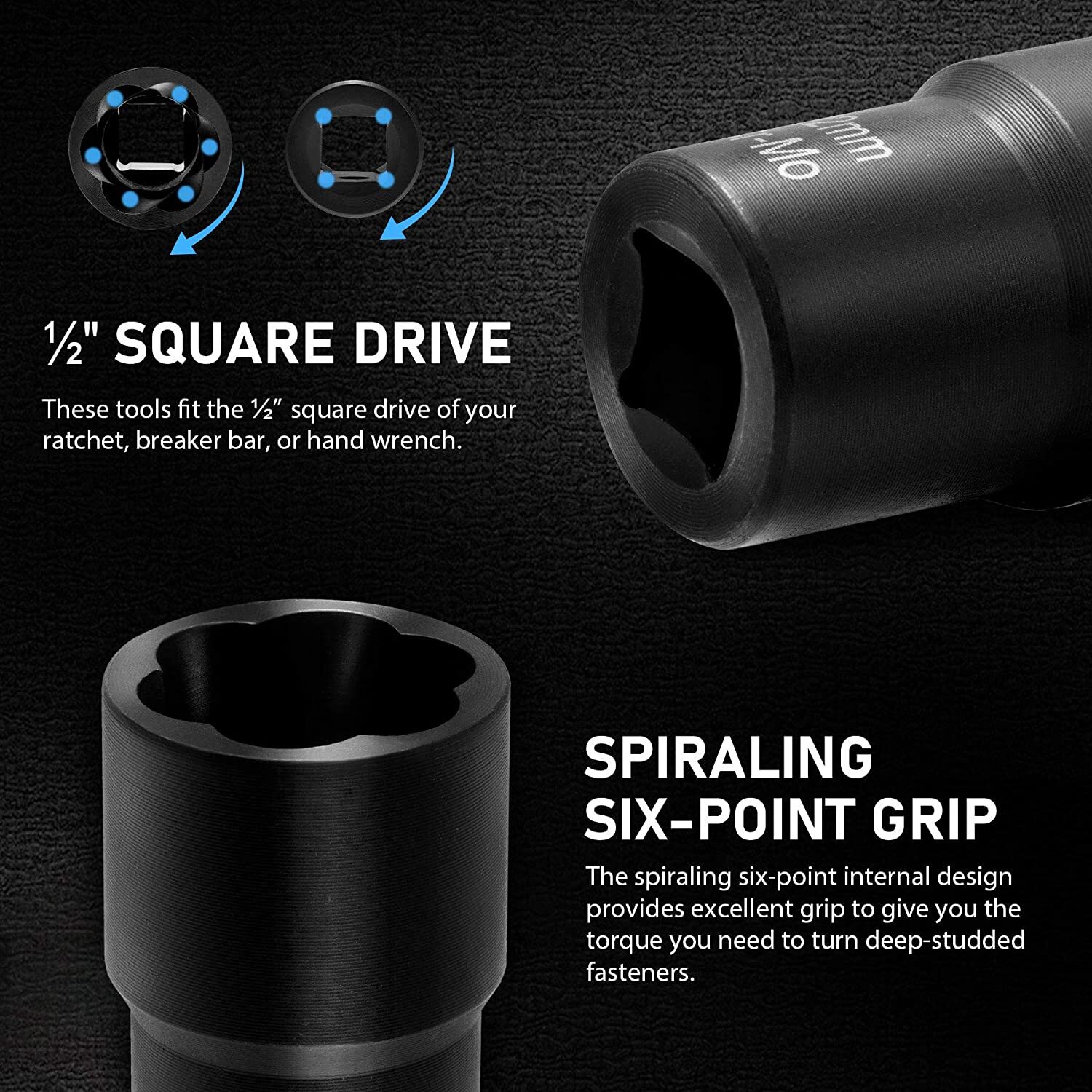 7pc Thin Wall Deep Impact Lug Nut & Twist Socket Set Bolt Extractor Stripped Nut