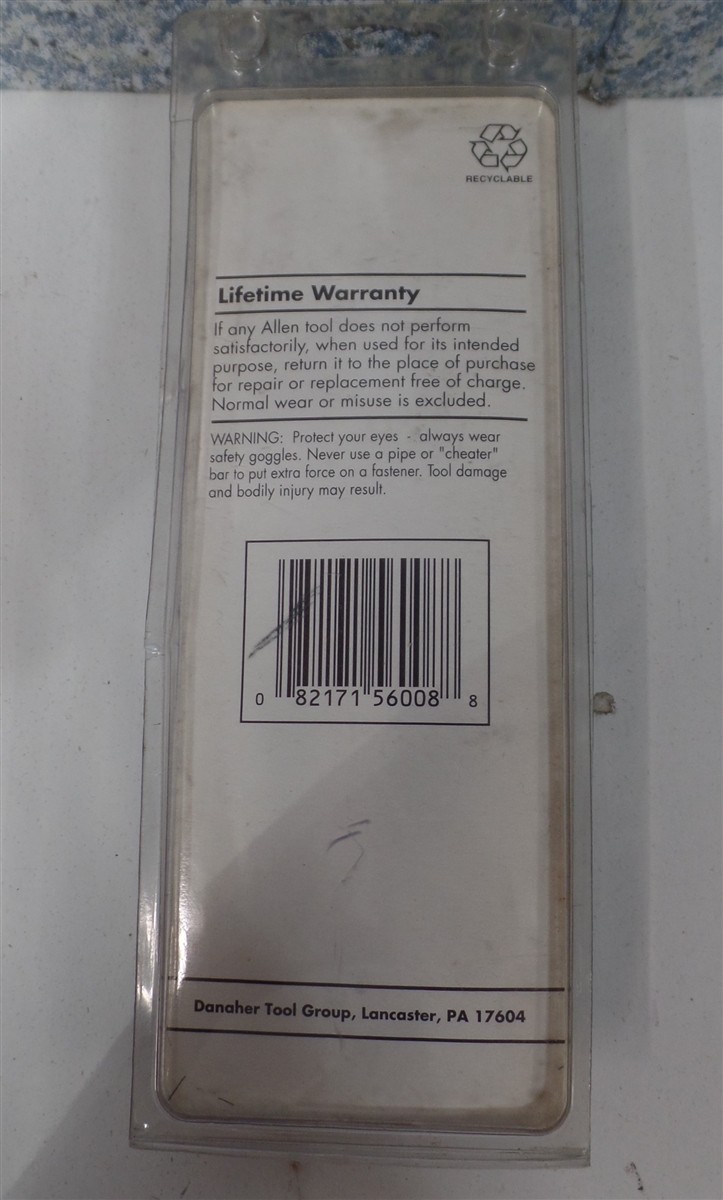 ALLEN 56008 9 Piece Metric Short Arm Hex Key Set 1.5 2 2.5 3 4 5 6 8 10mm EW