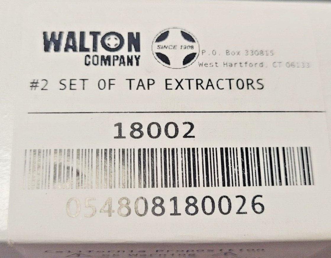 Walton 18002 6 pc Tap Extractor Set 1/4″-5/8″ 4 FL SAE NC NF Metric w/ Case