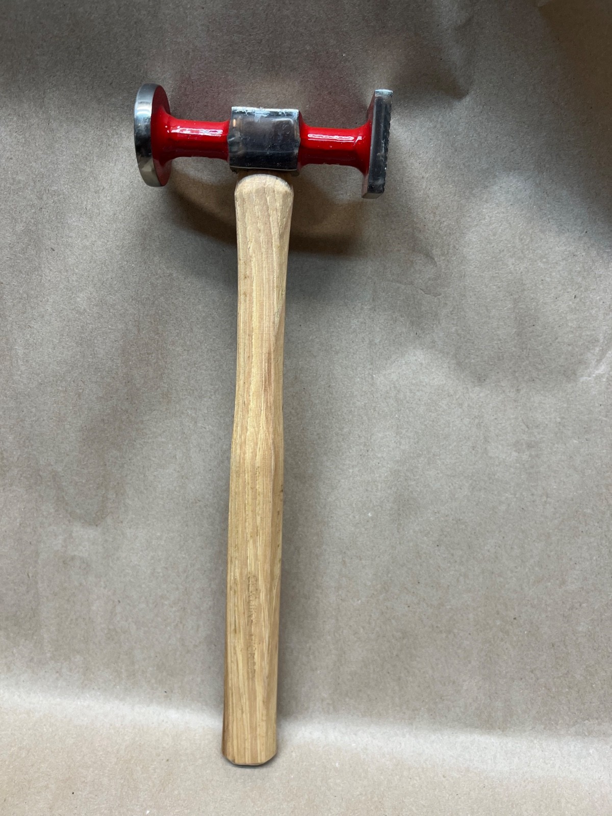 T& E Tools AUTOBODY BUMPING SQUARE shrinking hammer, ROUND FACE HICKORY HANDLE