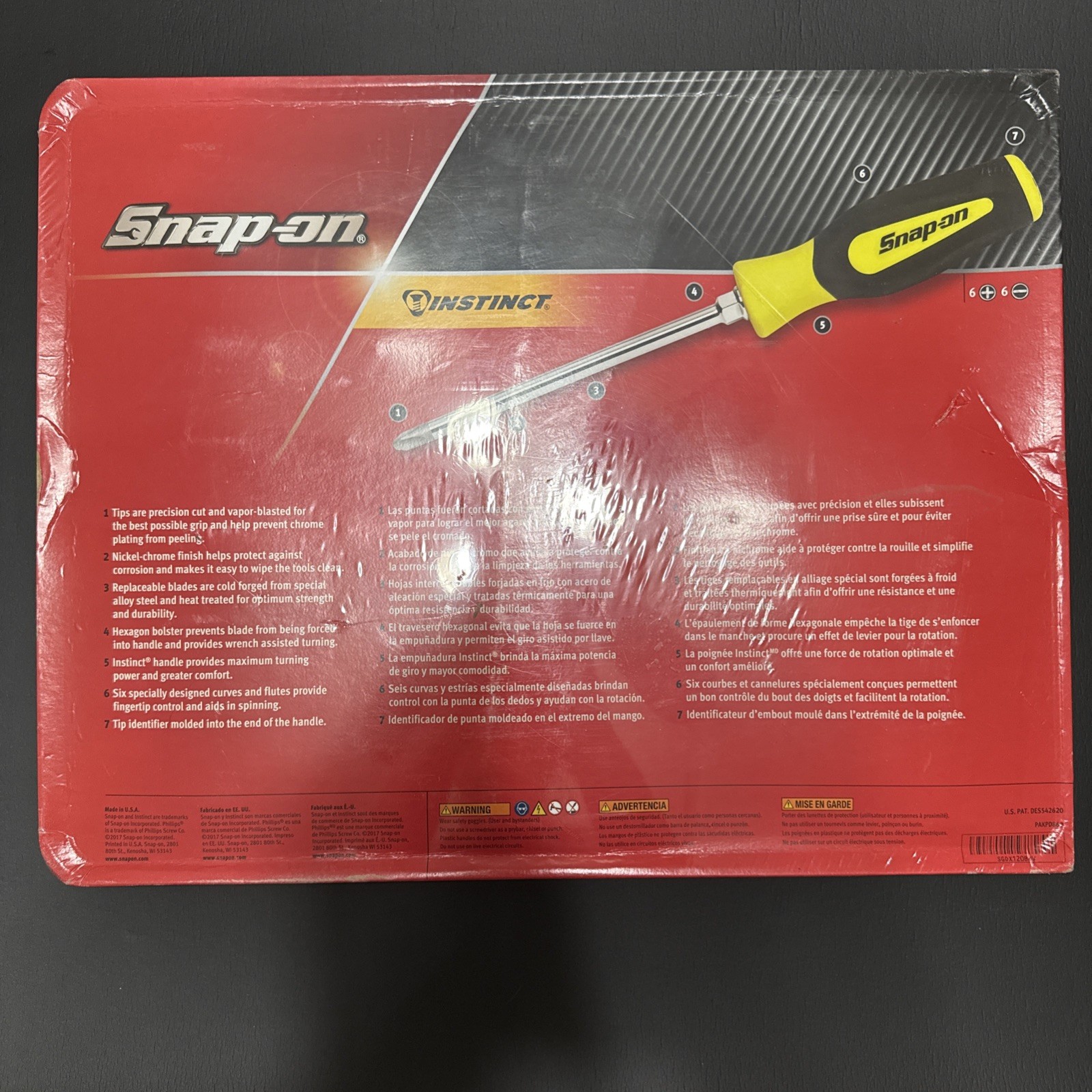 SNAP ON TOOLS USA SGDX120BHV 12pc HI-VIZ YELLOW Soft Grip Combo Screwdriver Set+