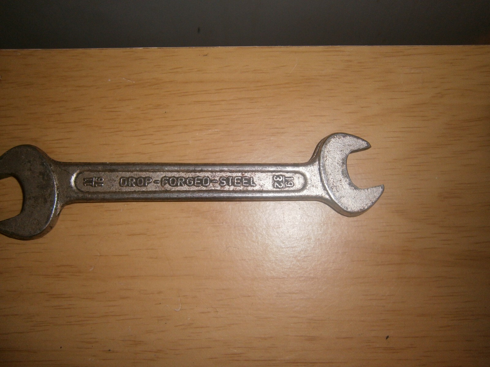 Vintage silver tone spanner. 11/16 & 19/32 ends.(E6c)
