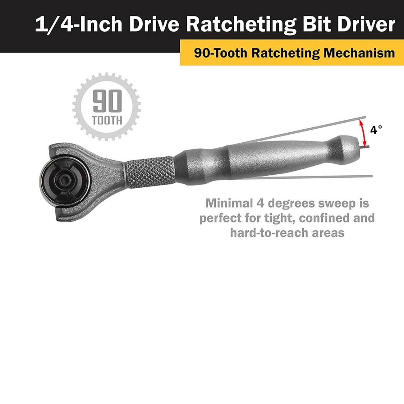 Titan 1/4″ Drive Aluminum Swivel Head Micro Ratchet Bit Driver w/PH1 & PH2 Bits