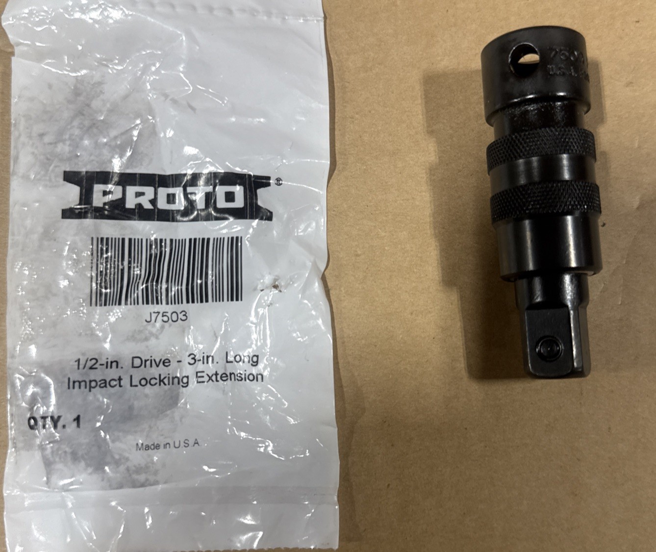 Proto 1/2″ Drive 3” Impact Locking Extension Black Oxide J7503 USA NEW