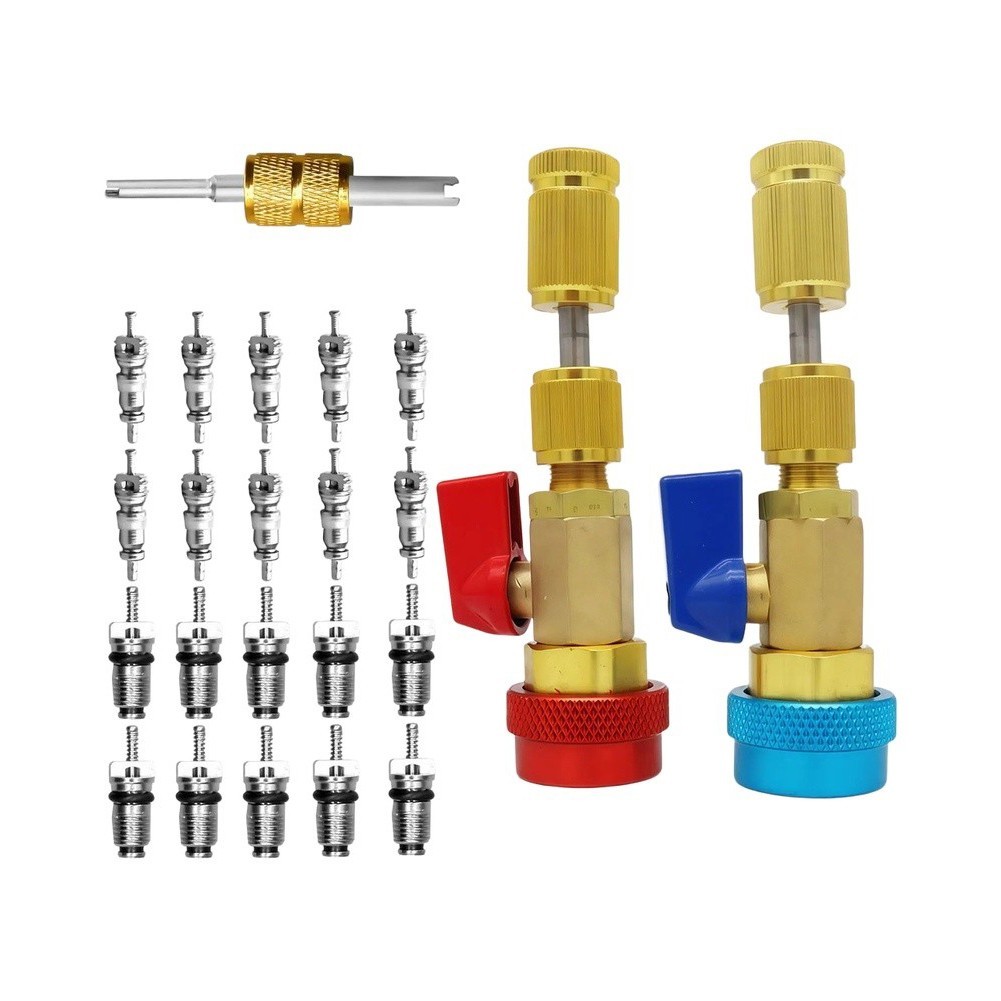 R134a Compatible Valve Core Remover with Stainless Steel Rod and Brass Housing
