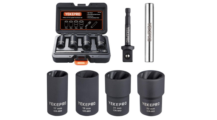 6PCS Lug Nut Removal Tool 1/2″ Drive Impact Bolt Extractor Set 17 19 21 22mm