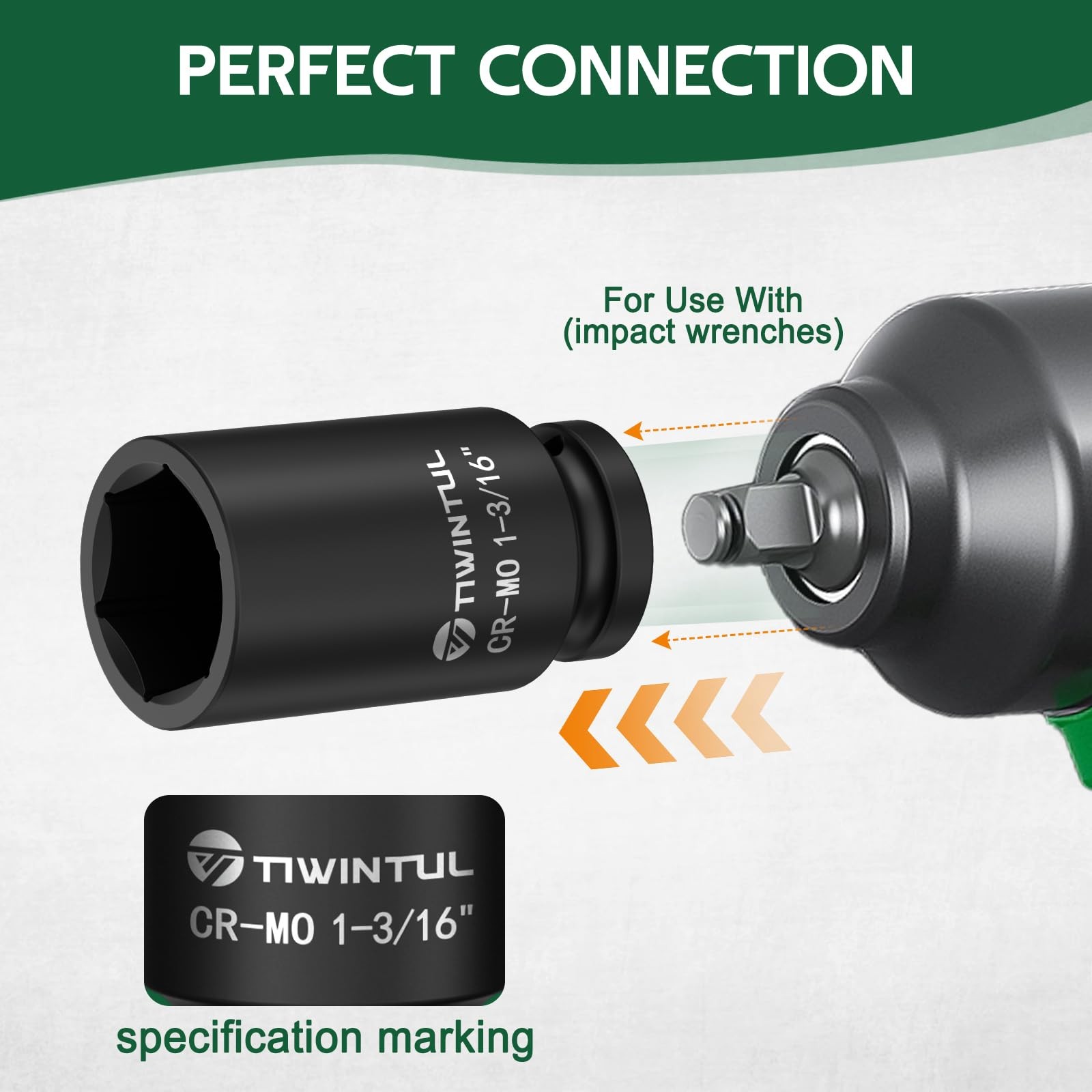 TIWINTUL 1-3/16” Impact Socket 1/2 Inch Drive, Deep 1-3/16″ (Deep), Black