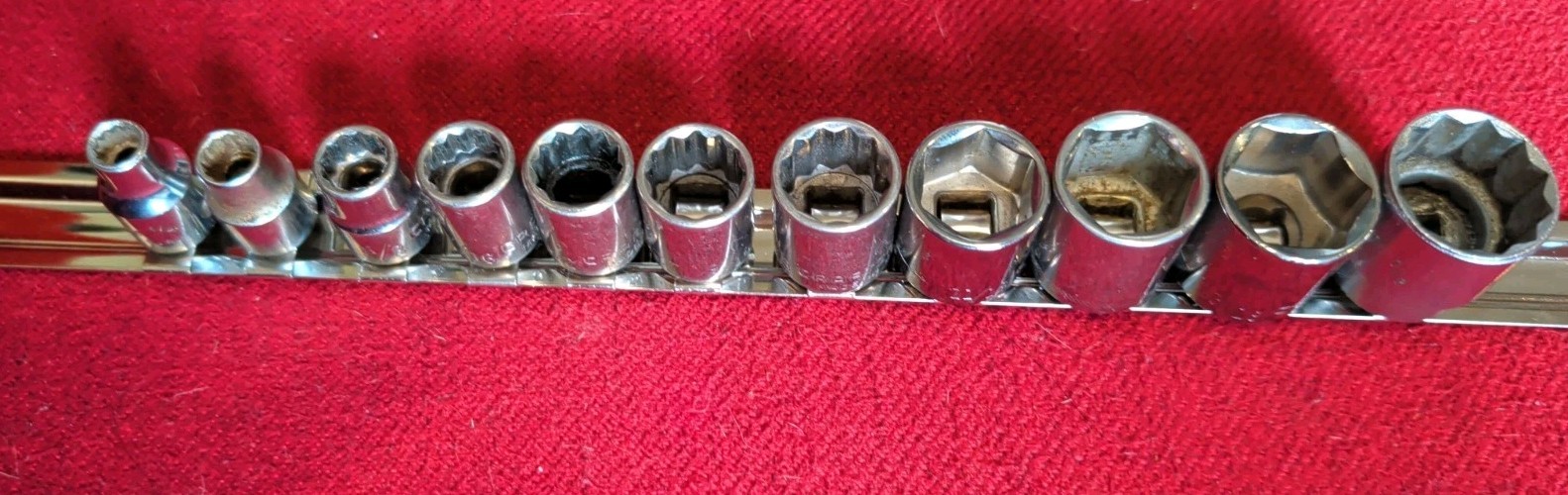 Mixed USA Made 3/8 SAE Socket Set Craftsman Proto Napa 1/4 – 7/8 Inch No Skips
