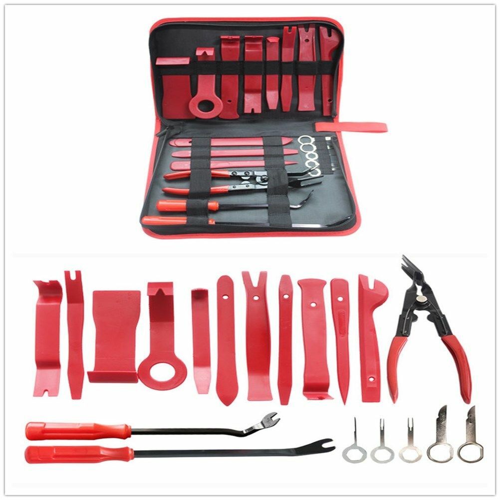 USA 19x Car Radio Dash Panel Removal Wedge Tool Fastener Trim Clip Plier Pry Kit
