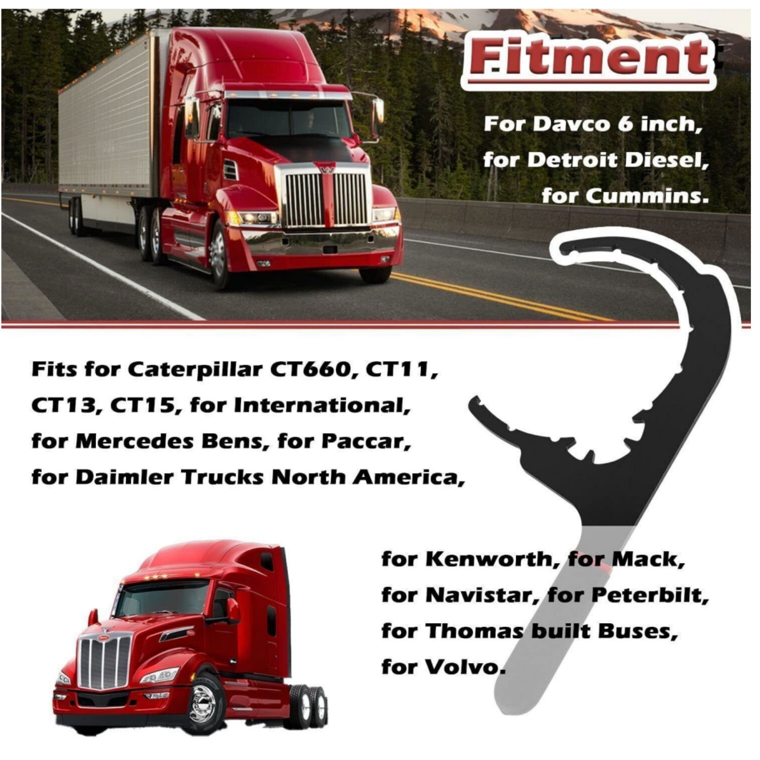 6Inch 61110 Diesel Fuel Filter Wrench For Paccar Kenworth Peterbilt Cummins