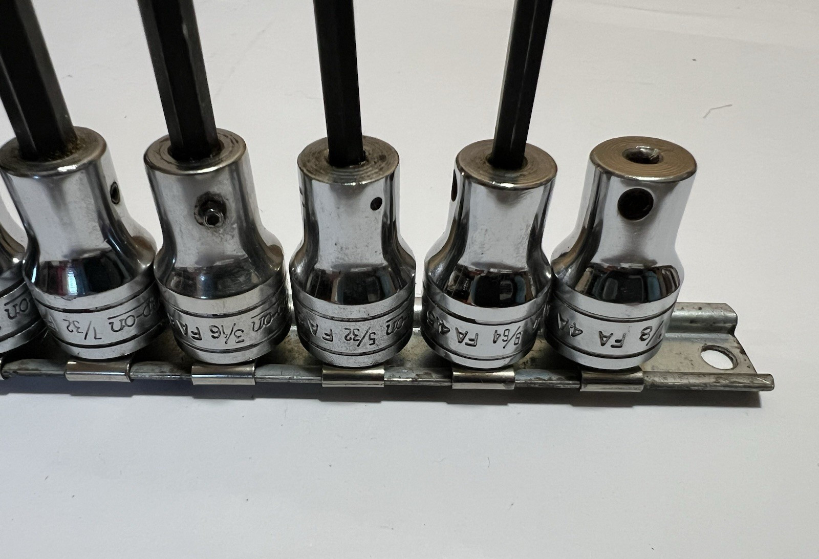 Snap On 208FAY SAE 3/8 Drive Hex Bit Socket Driver Set 8 pc 1/8 – 3/8 USA