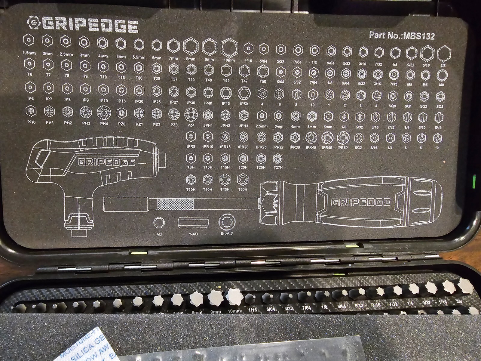 NEW GripEdge Tools MBS132 132-PC R.P.T. Master Multi-Bit Set Rounding Prevention