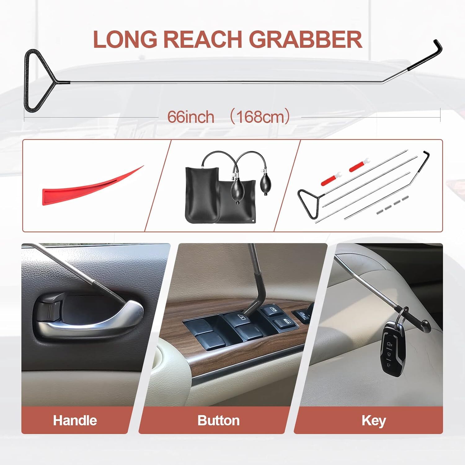 Emergency Car Unnlock Tool Kit, Vehicle Repair Lock Out Set, Long Reach Puller