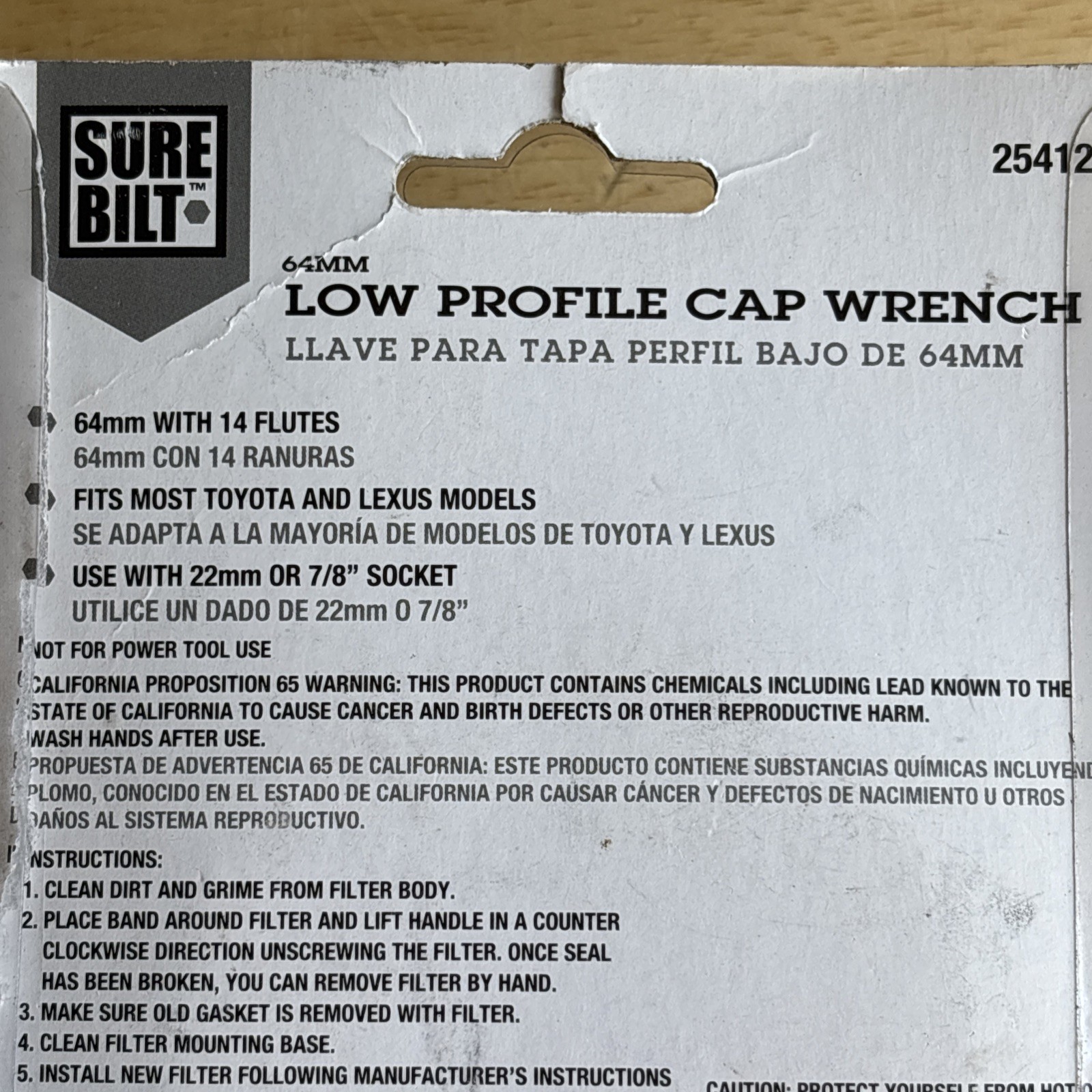 Sure Bilt 64mm 14 Flute Oil Filter Cap Wrench Low Profile Toyota Lexus 25412 NEW
