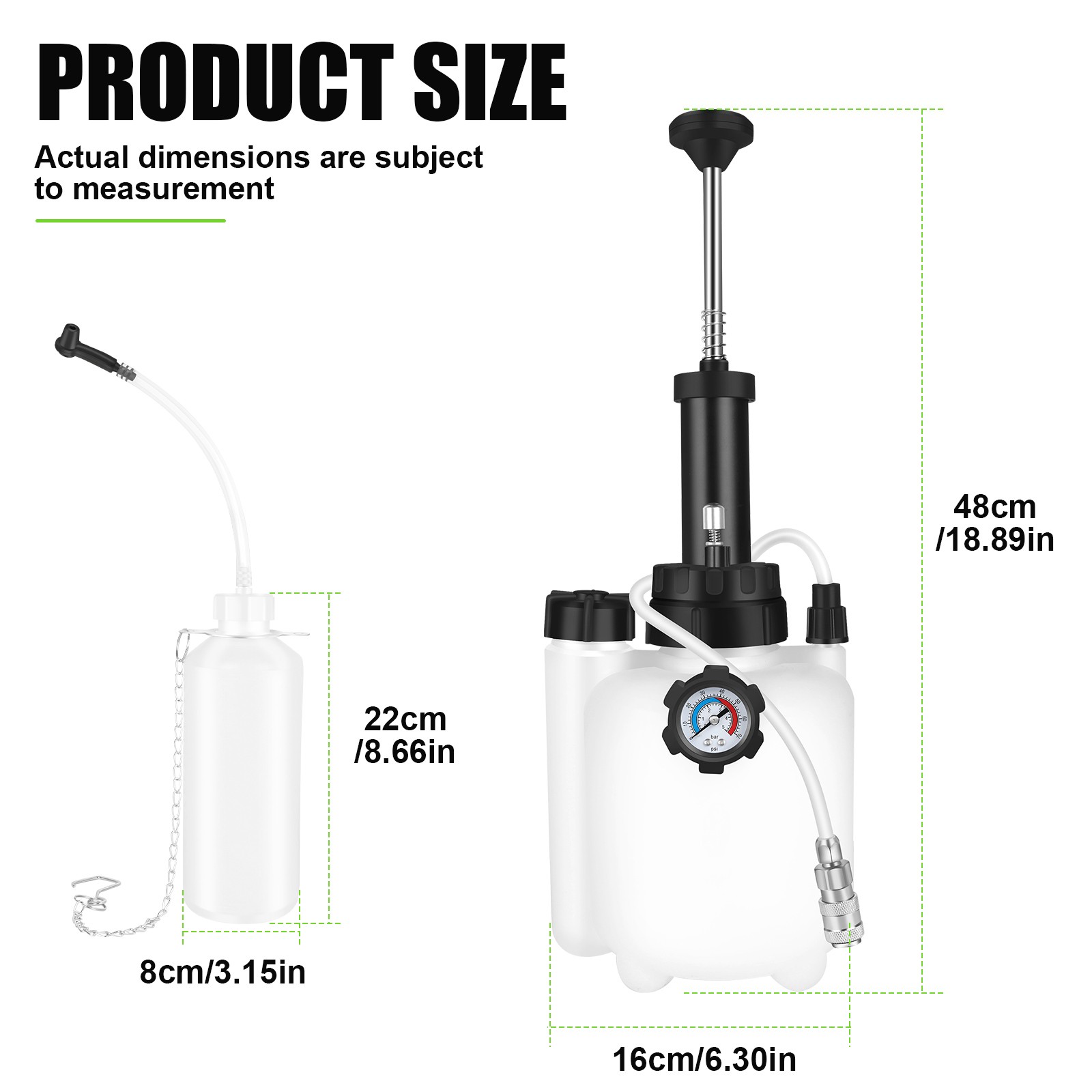 3L Car Brake Bleeding Clutch Fluid Bleeder Pneumatic Vacuum Pump Tester Tool Kit