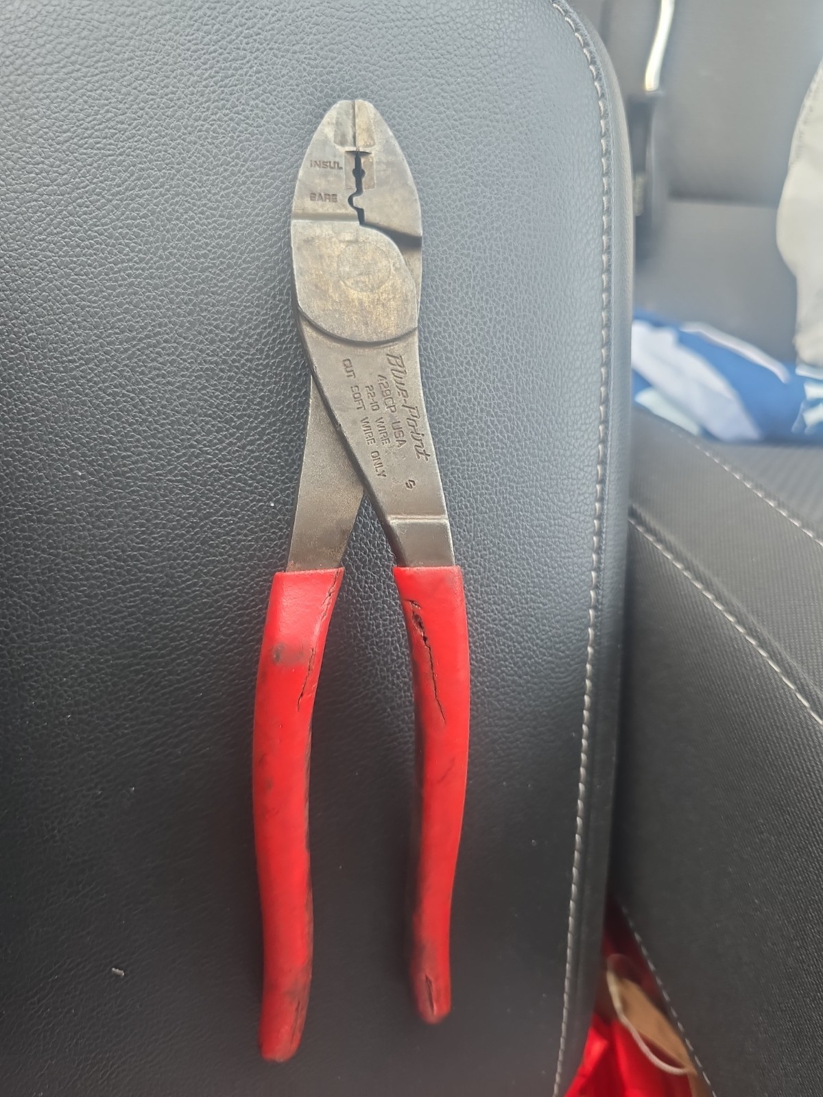 Blue Point 429CP Bent Wire Crimper And Cutter, 9″ Red Handle USA