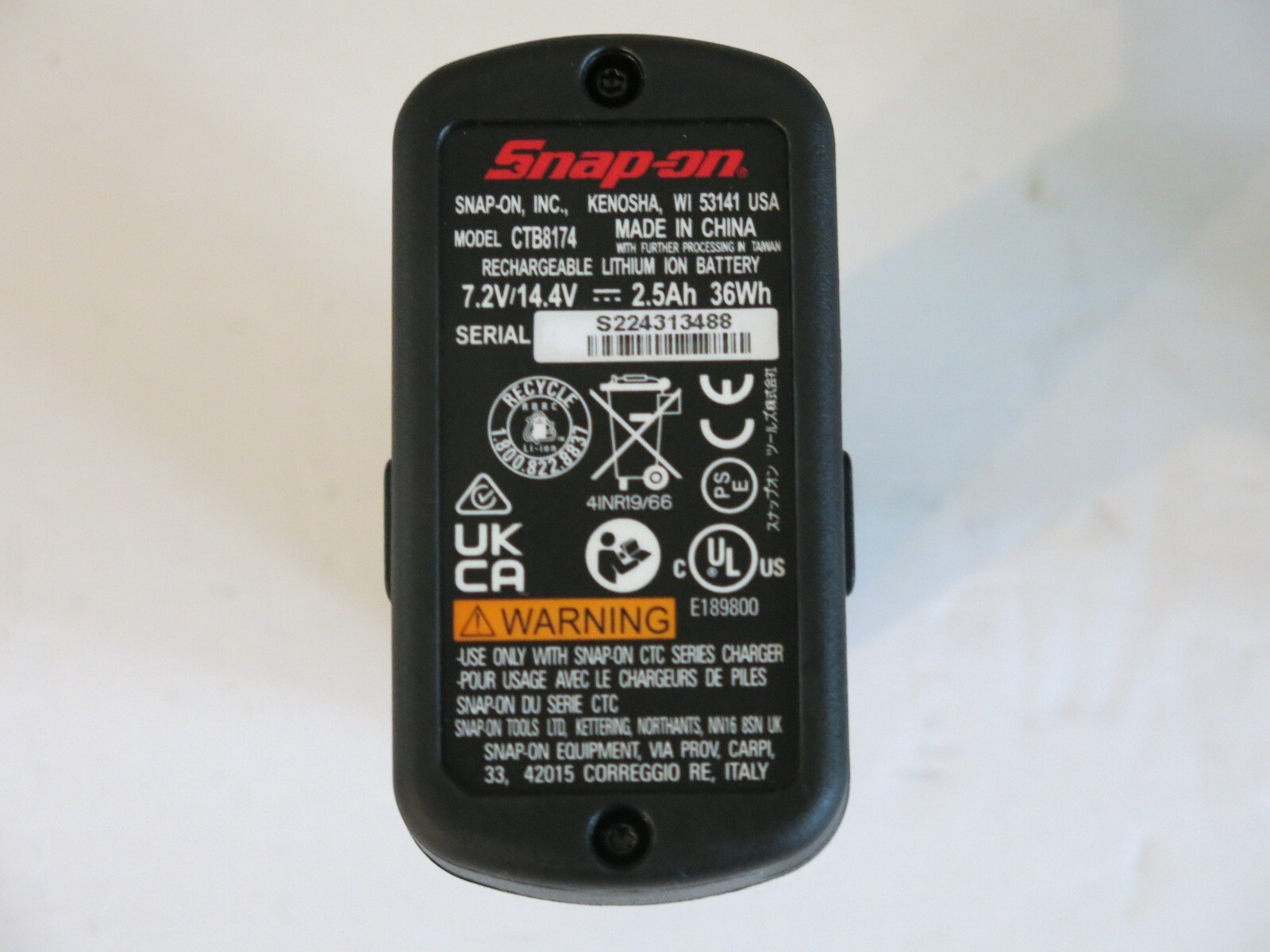 Snap On CTB8174 14.4V 2.5 Ah Battery CT861 ctrs761 ctr861 ctpp861 Brushless Tool