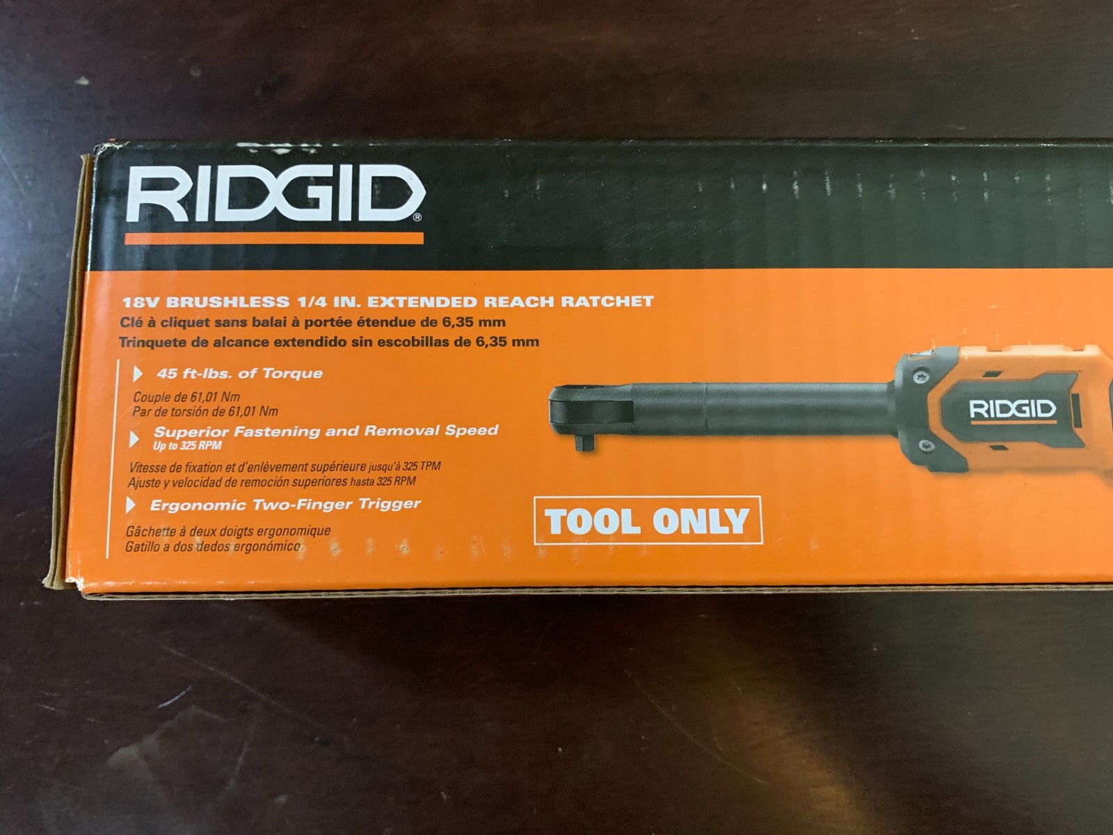 18V Brushless 1/4″ EXTENDED REACH RATCHET Tool Only 45ft-lb torq Ridgid R866020B
