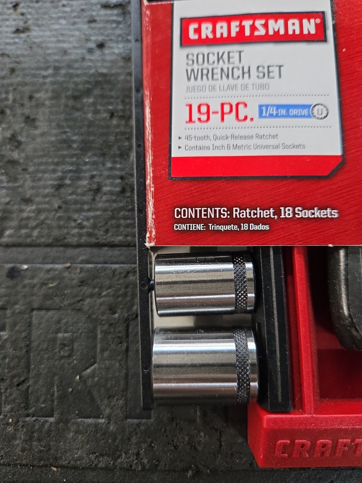 NOS Craftsman 19 Pc SAE Metric 1/4” Drive Universal Socket Wrench Set 32825