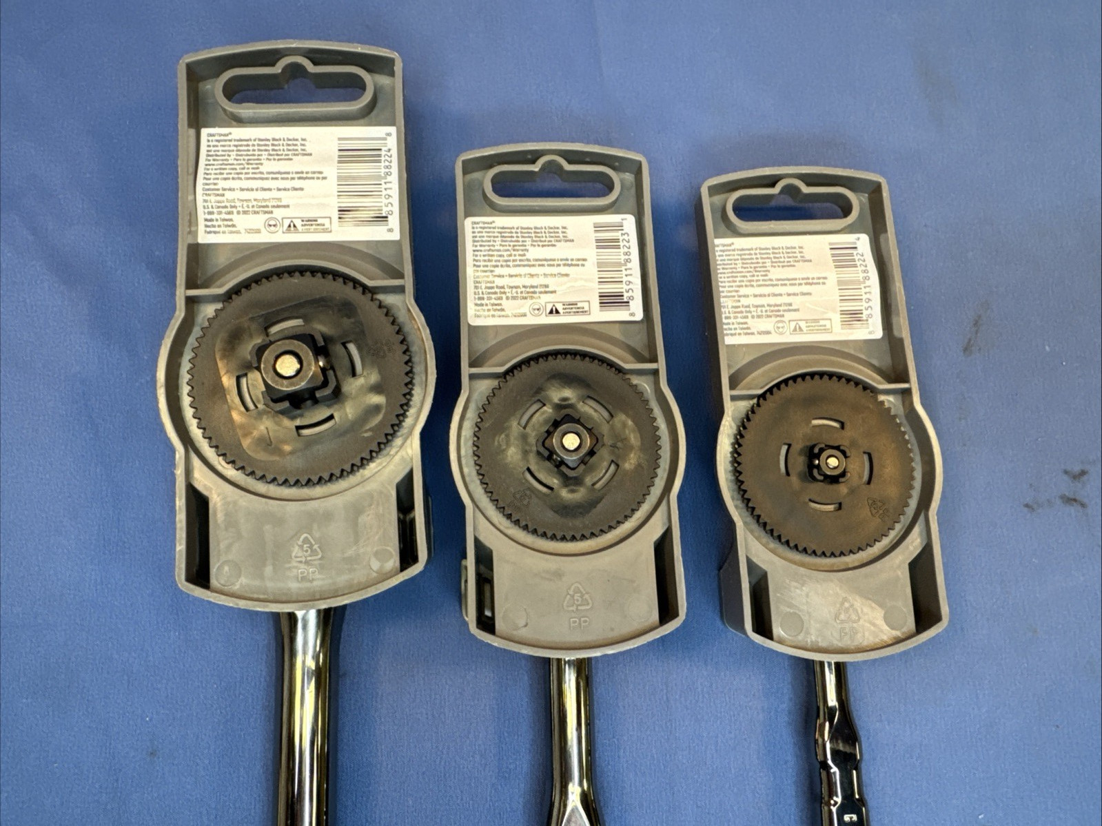 New Craftsman 3pc 180 Tooth Overdrive Ratchet Set 1/2″ 3/8″ 1/4″ Drive Gun Metal
