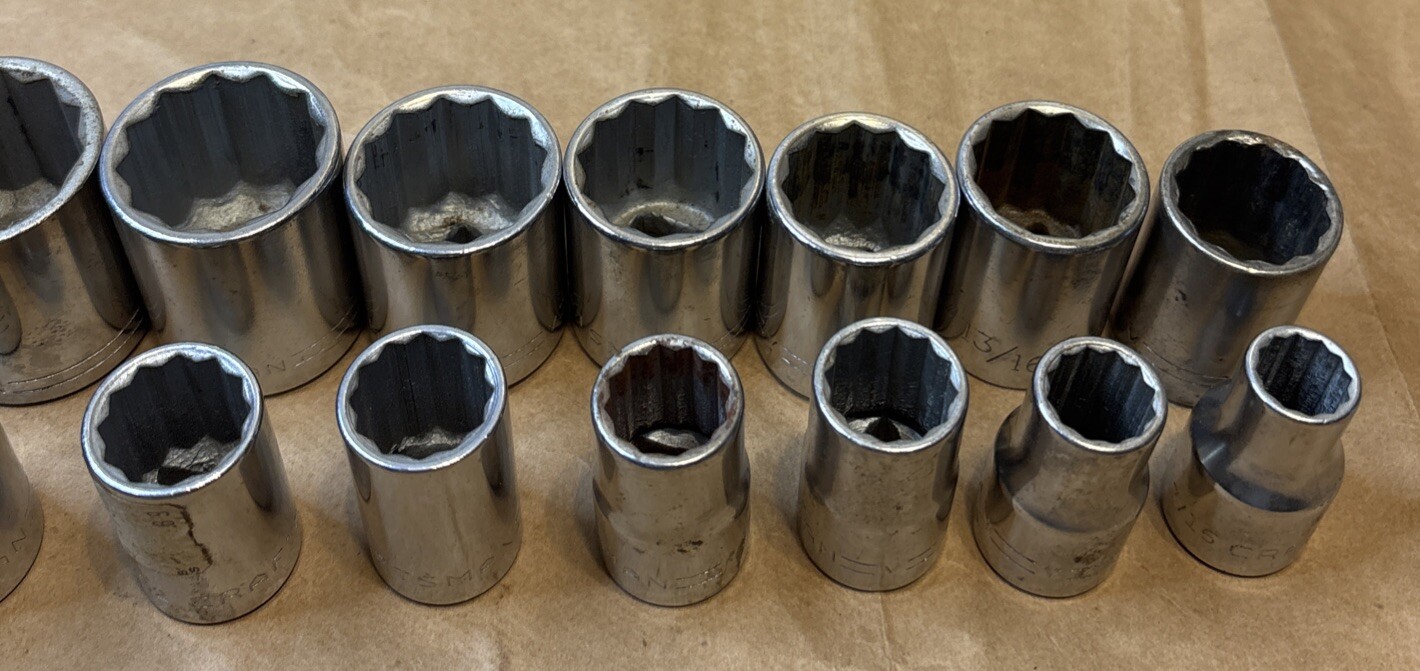 Craftsman K4-44809 1/2” Drive Ratchet 10” w/ 16 Sockets + 6” Ext. V Series USA