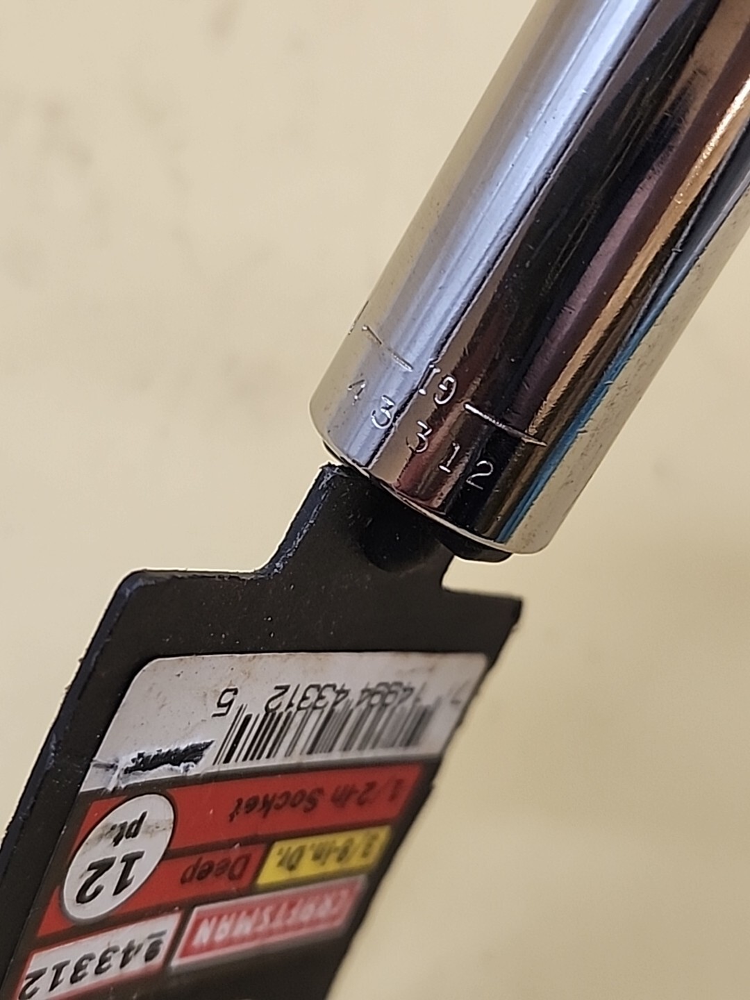 Craftsman Tools 1/2in 12pt Deepwell Socket Inv G1-43312 USA