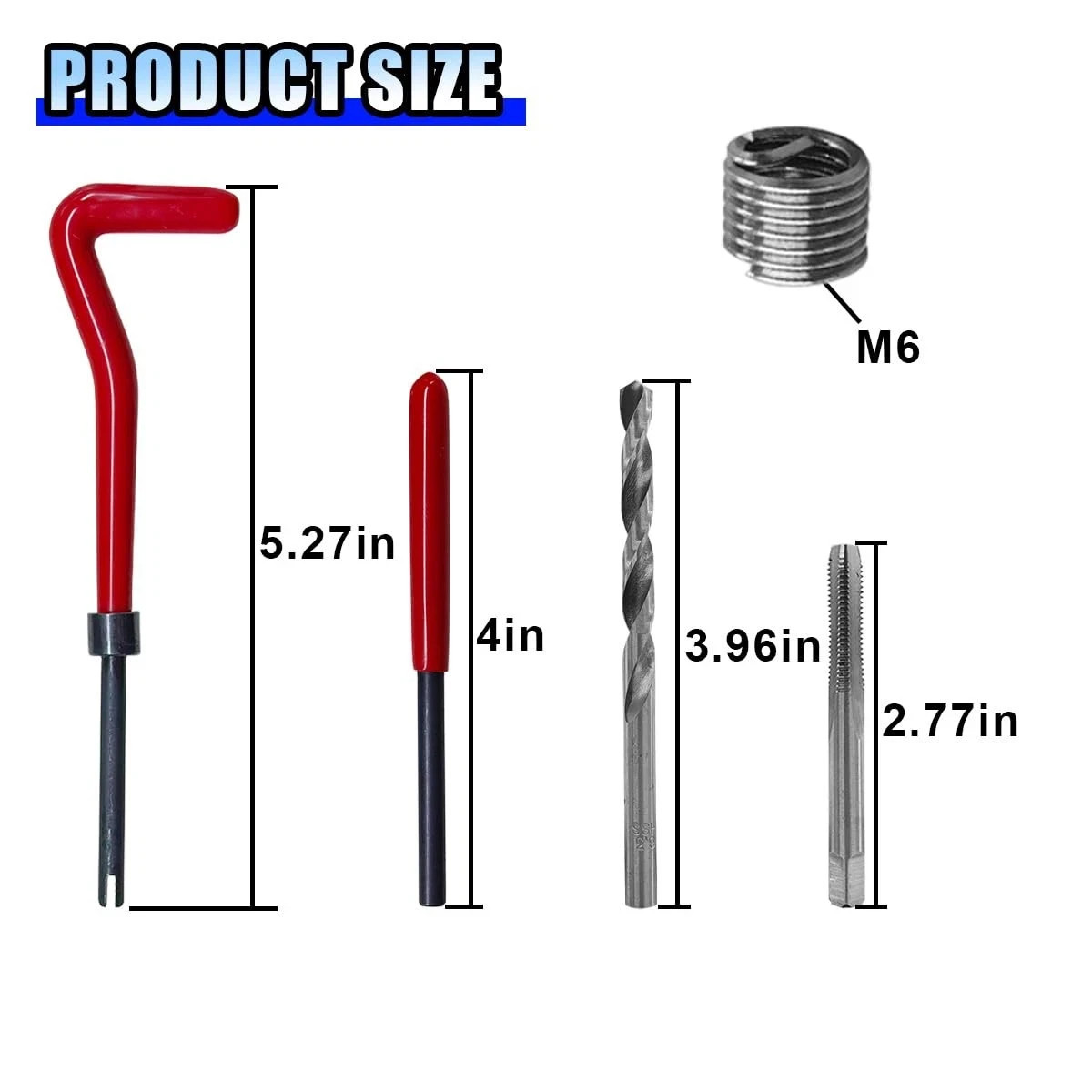 30PCS M6 x 1.0mm Thread Repair Insert Kit, Metric Helicoil Kit Compatible Hand T