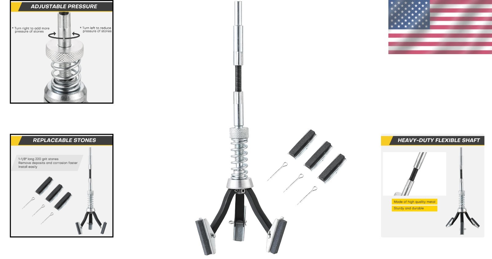 Precision Engine Cylinder Hone with 220 Grit Stones for Optimal Surface Finish