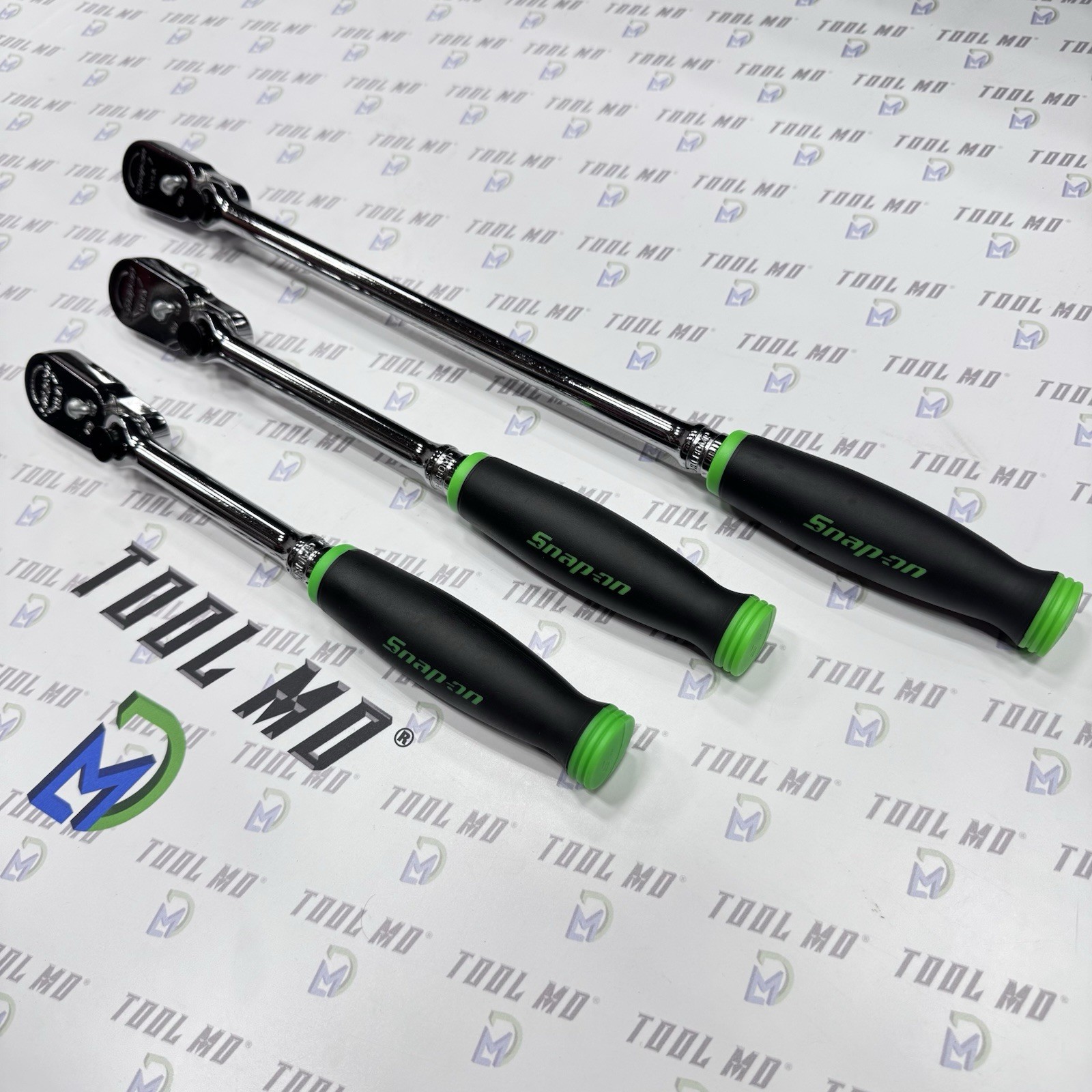 Snap-on Tools USA NEW GREEN 3/8″ Drive Multi-Position Head Ratchet Set FH80MP