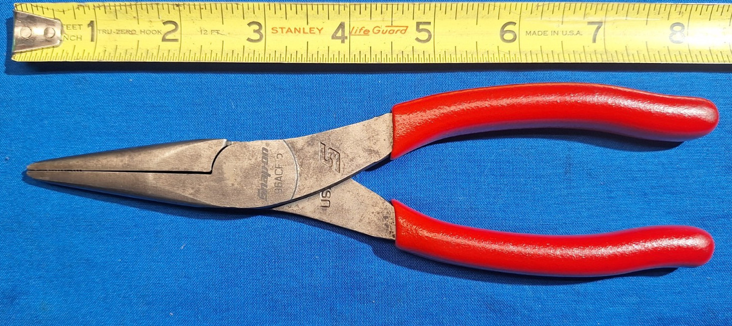 Snap-On 96ACF 8″ pair of needle nose pliers red handles