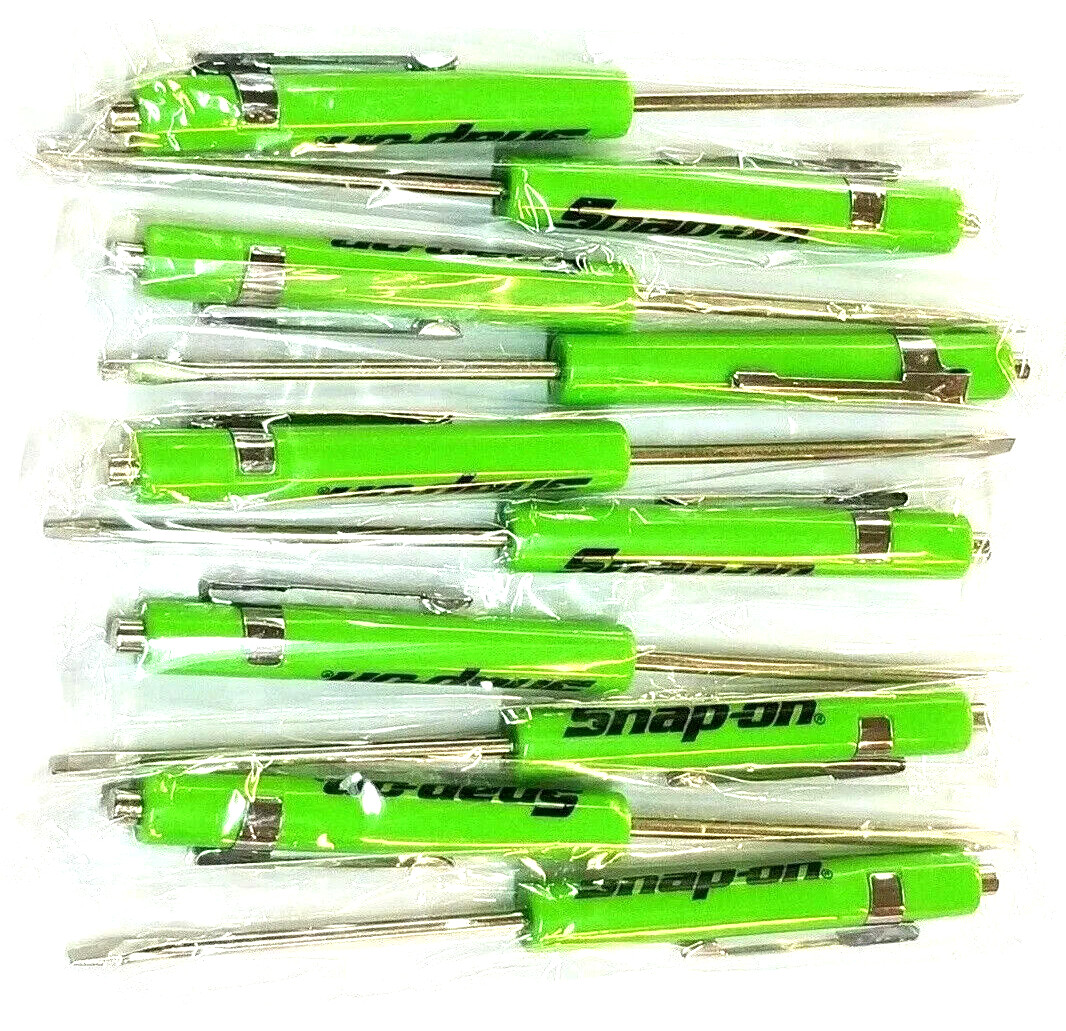 SNAP ON TOOLS 10 TEN Snap On Pocket Screwdrivers Flat Tip GREEN MAGNETIC END
